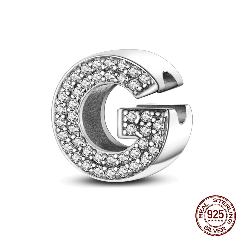 26 A-Z Alphabet Beads 925 Sterling Silver LOVE Letter Charm Fit Original Bangle Charms Bracelet CZ Zircon Bead Jewelry