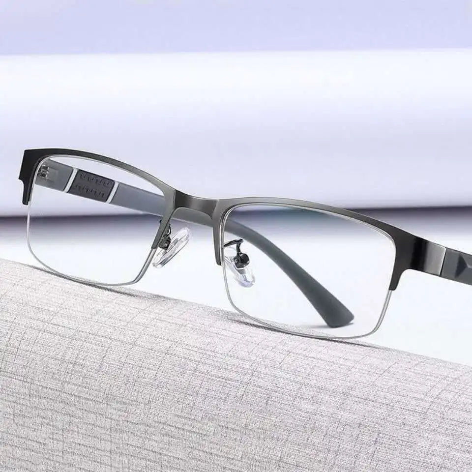 BEGREAT High Quality Anti-Blue Light Presbyopic Glasses Far Sight Flexible Metal Half-frame Glasses Business Reading Eyeglasses