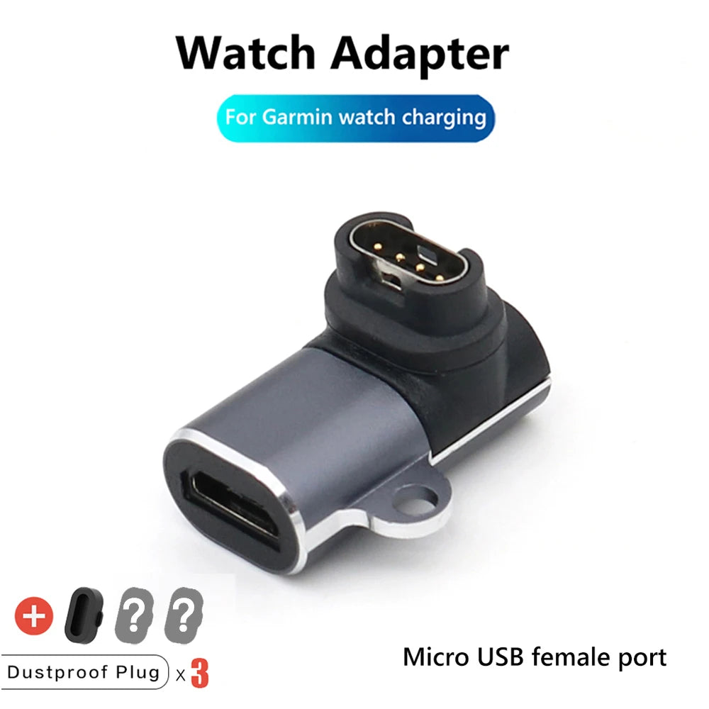 Type C/Micro USB/iOS Charging Portable Adapter For Garmin Fenix 8 7 7S 7X 6 6S 6X 5 5S 5X Venu 2 Smart Watch Charger Converter