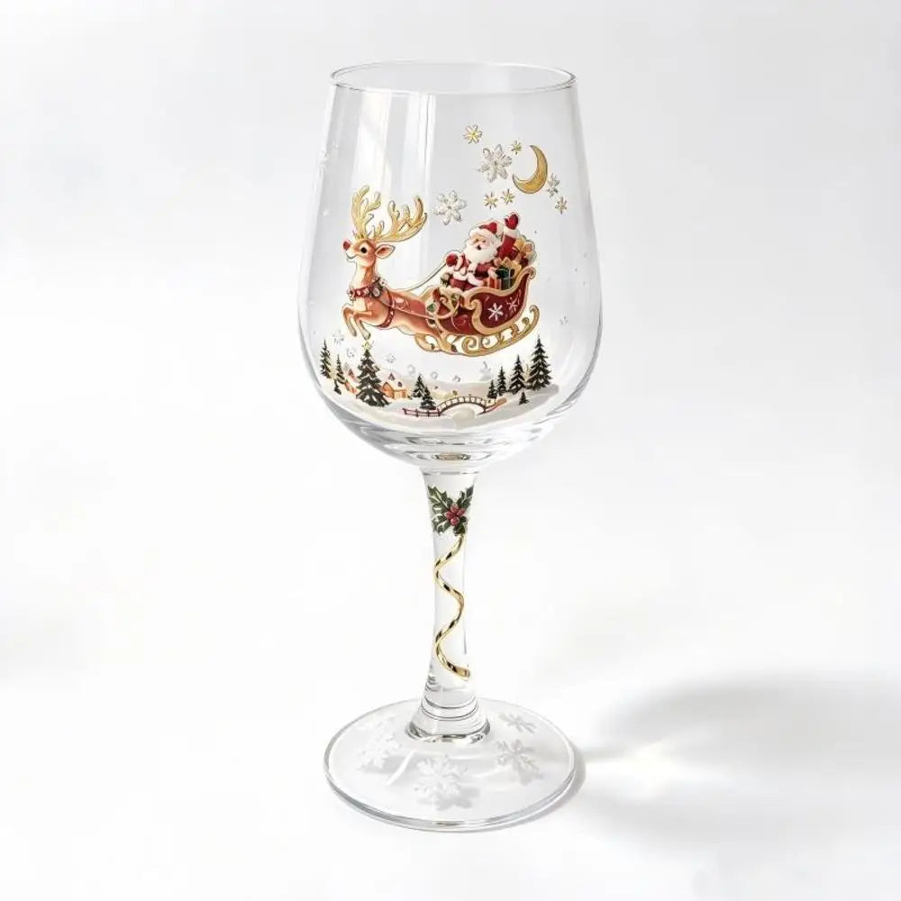 1/6pc Christmas Glass Art Cup Santa Snowman Reindeer Tree Drinking Glasses Christmas Wine Glasses Gift for Christmas Friends