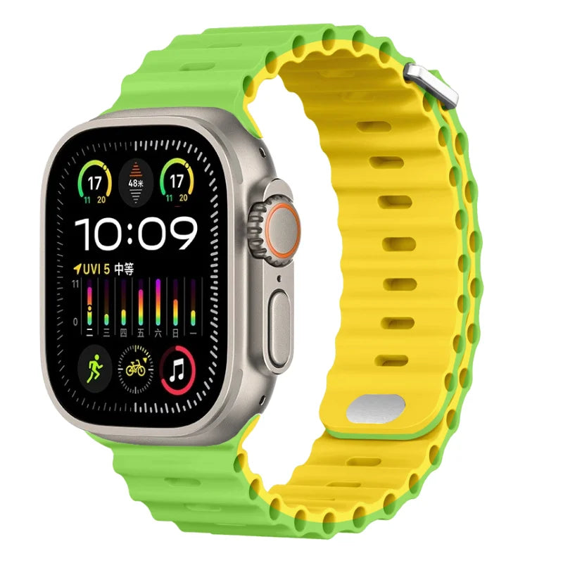 Ocean Strap For Apple Watch Ultra 3/2 Band 49mm 11 10 9 8 7 46mm 45mm 41mm Silicone Bracelet Belt iWatch 6 5 4 SE 44mm 42mm band