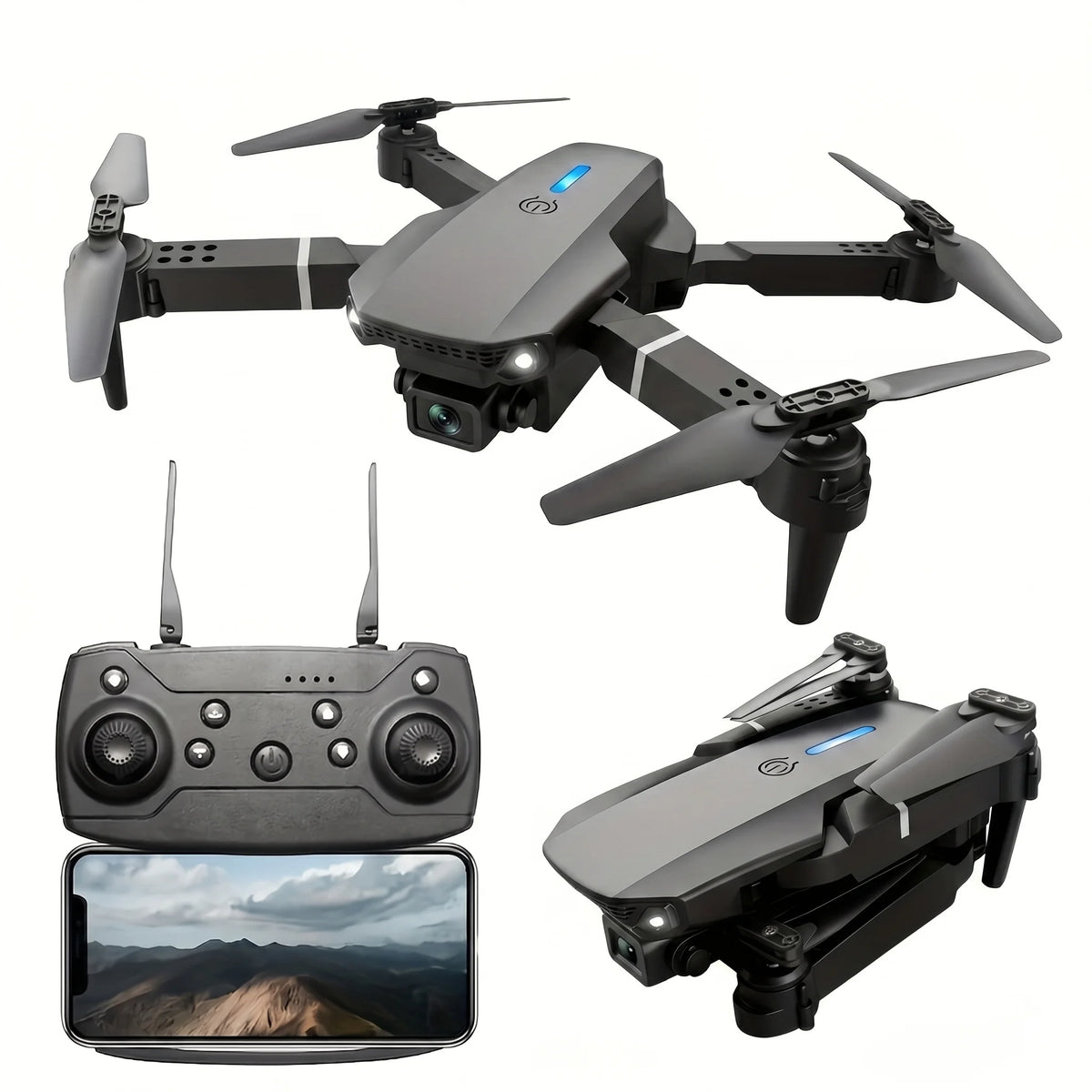 2026 Upgraded E99 PRO MAX Foldable Drone with Dual Camera 4K HD, Screen Remote Control, 2 Batteries 40Min Flight Time, One Key Return, LED Lights, Mini RC Quadcopter for Adults Beginners, Black Friday Christmas Gift