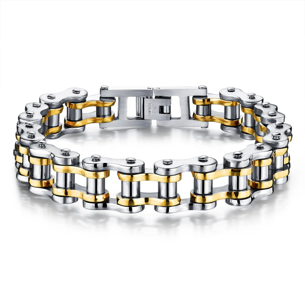 Cross-border European and American non-fading men's stainless steel trendy rock and roll bike motorcycle bracelet
