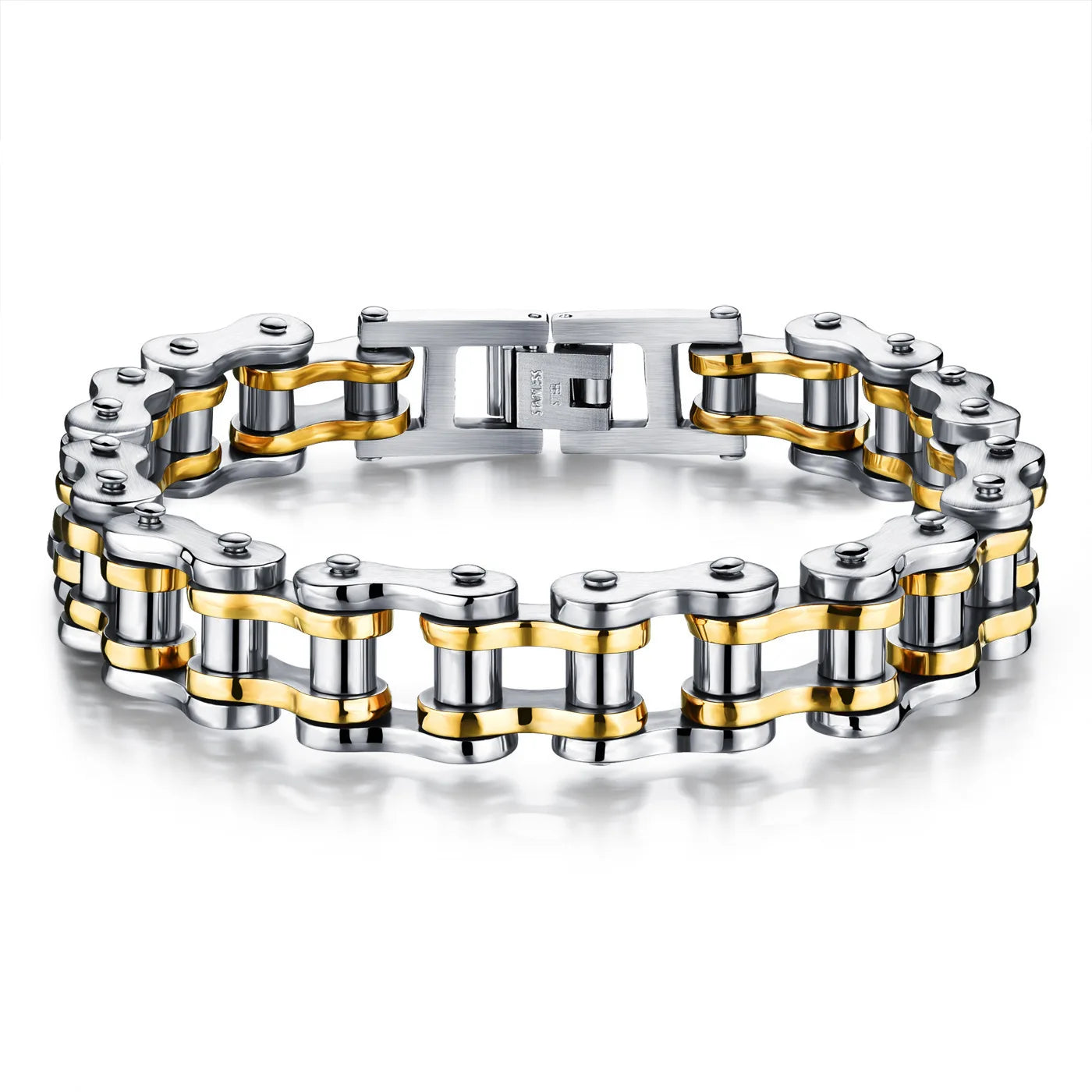 Cross-border European and American non-fading men's stainless steel trendy rock and roll bike motorcycle bracelet