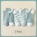 5 Pairs of Women's Spring and Summer Four Seasons One-size Fresh Plaid Sweet Fashion Trend Comfortable College Low-cut Socks