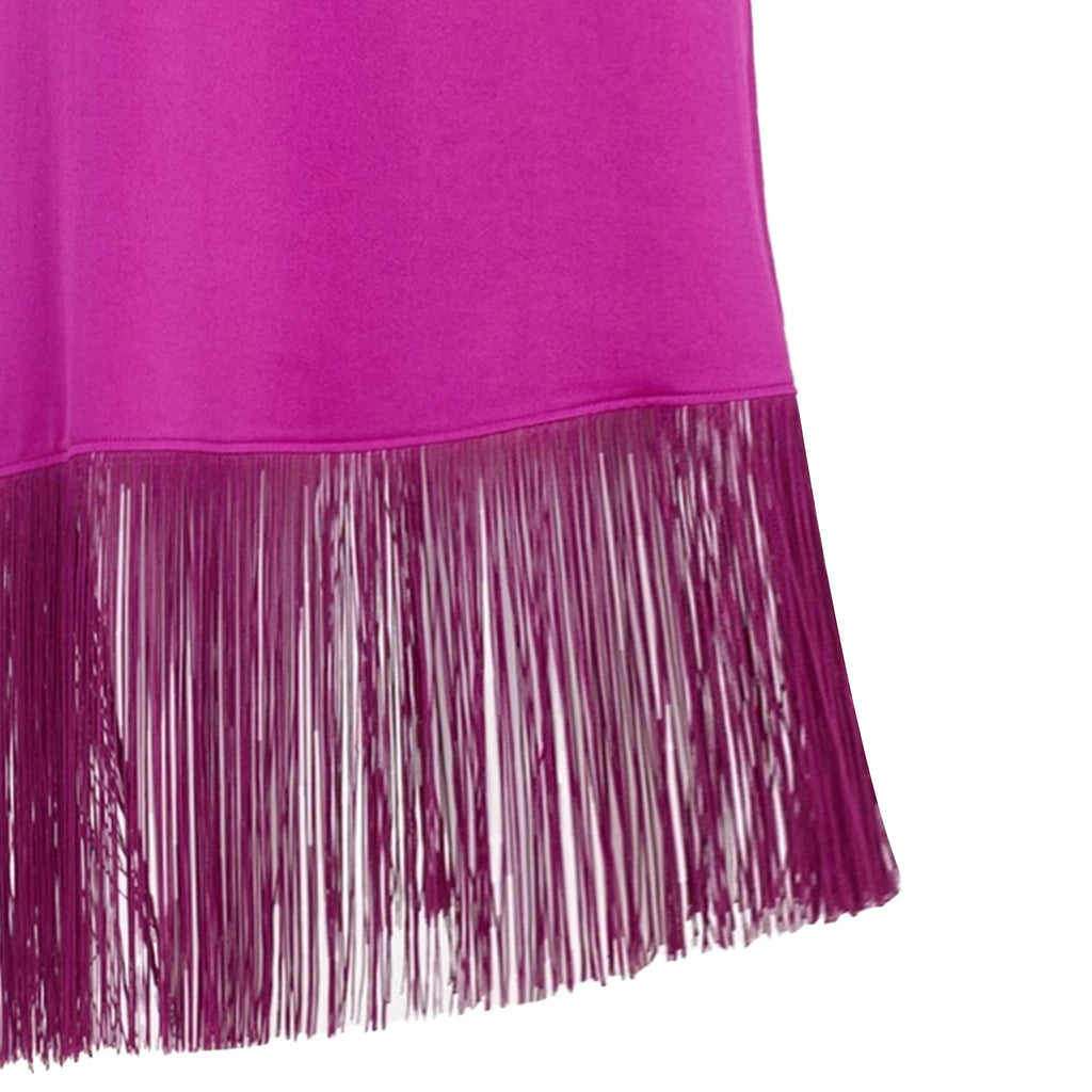 CHCH New Women Party Dress Hanging Neck Style Dress High Collar Sleeveless Fringe Skirt Hem Belt Evening Dresse