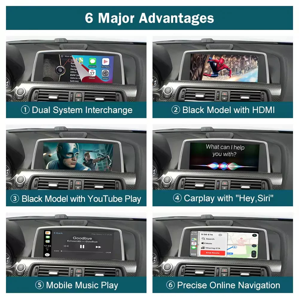 Wireless CarPlay Android Auto for BMW Series 6 F06 F12 F13 G32 2010-2020 CIC NBT EVO System with Mirror Link GPS BT Function