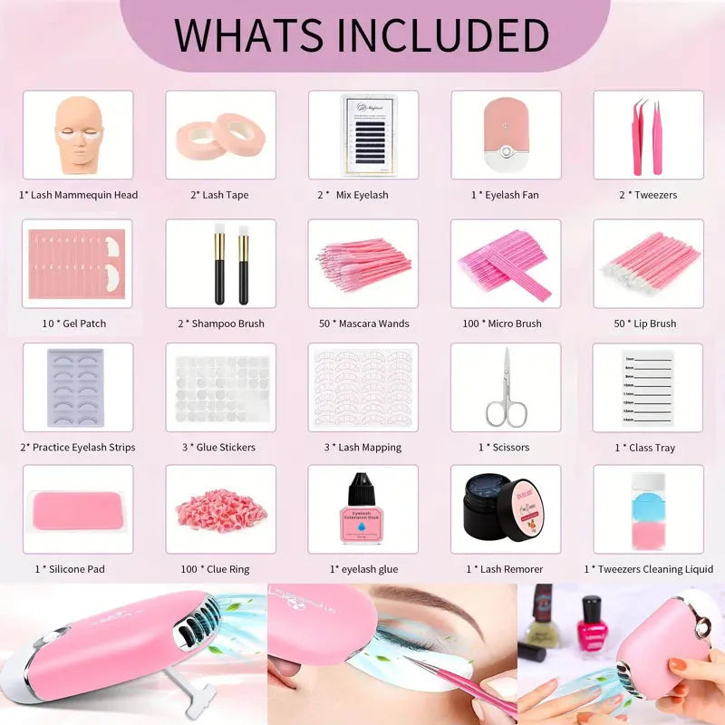 Professional False Eyelash Extension Practice Kit Eye Lashes Extension Grafting for Beginner Artist Practice Makeup Tool Set Kit