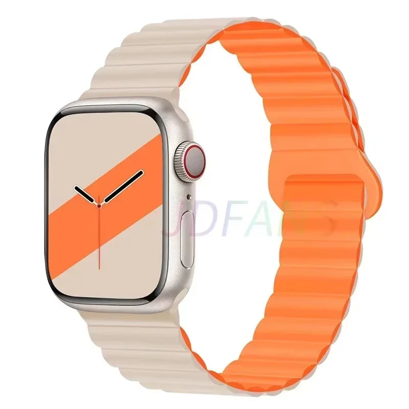 Silicone Strap for Apple Watch Band Ultra 49mm 40 44mm 41 45mm 42 46mm Magnetic Sport Watchband IWatch Serise 10 9 8 7 6 5 4 SE