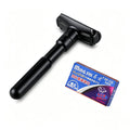 Adjustable Safety Razor for Men Matte Black Manual Shaver Double Edge Razors Reusable Metal Razor for Smooth Close Shaving