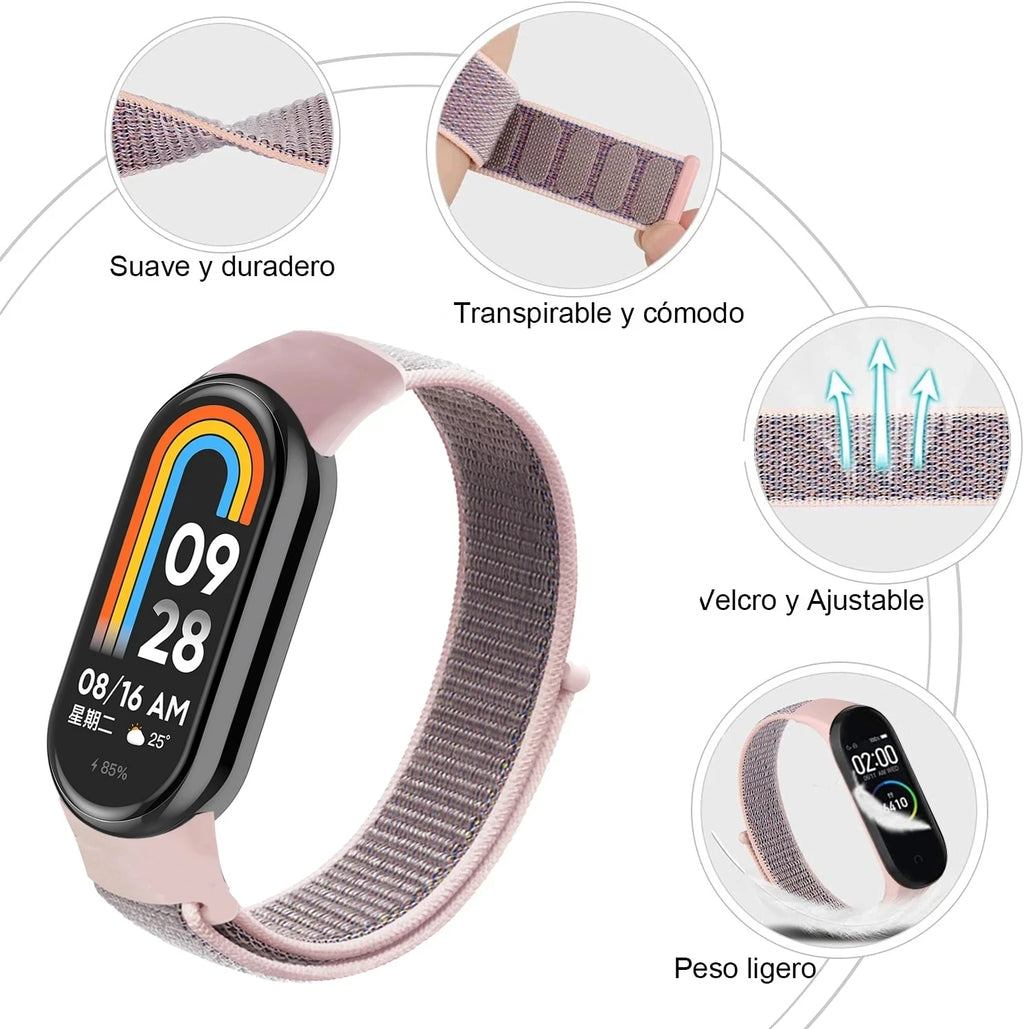 Nylon Loop Strap For Xiaomi Mi Band 8 7 6 5 4 3 Bracelet SmartWatch Wristband Replacement Sport Pulsera Watchband Miband 8 NFC