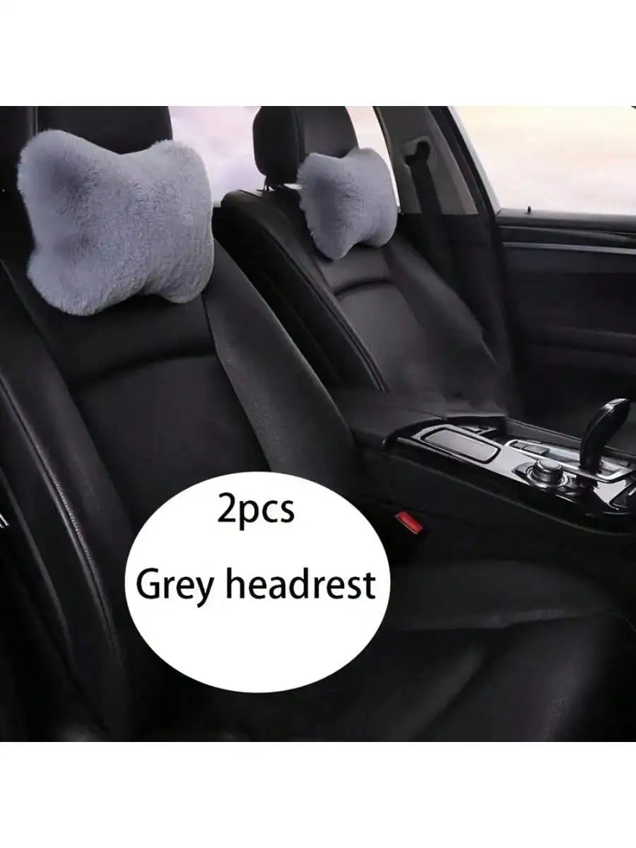 2/4pcs Luxury Plush Car Neck Pillows, Comfortable Neck Support, Faux Fur Texture, Soft Sponge Padding, Makes Traveling More Comfortable