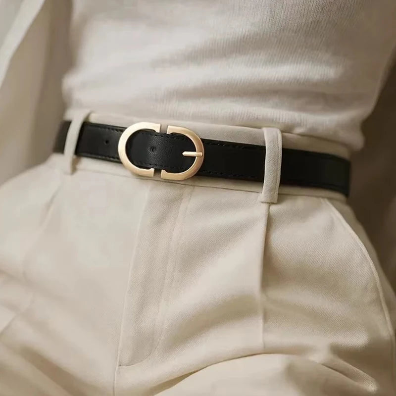 1pc New Women's Belt Fashion Trend Alloy Needle Buckle Shape Simple Pu Leather Decorative Waistband Students Daily Casual Wear