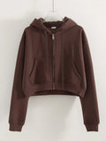 Women Tracksuits Winter Fleece Sweatsuit Brown Warm Crop Zipper Hoodies And Sweatpants Set For Women 2 Piece Velvet Pants Sets