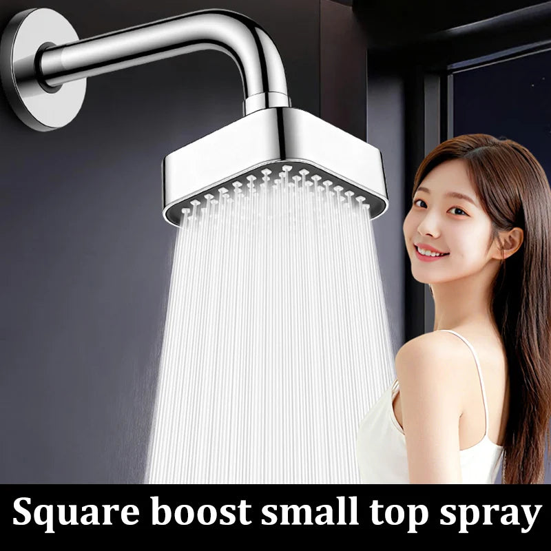 4" Square Water Saving Shower Head Removable Top Sprayer Rain Shower Nozzle for Bathroom Hotel School