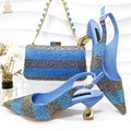 QSGFC INS Gold Color Elegant Women Heels Shoes and Bag Set Hollow Rhinestones  High Heels Wedges Shoes Matching Bag