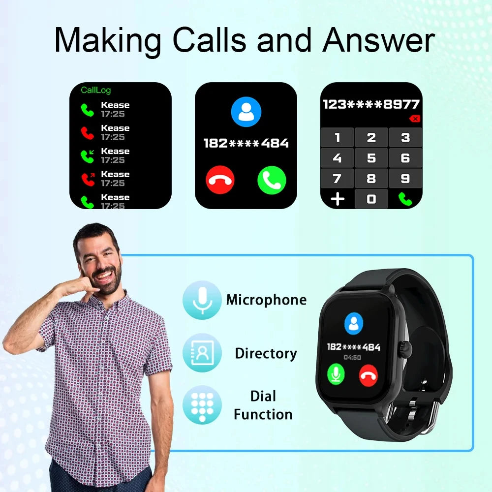 Smart Watch 2026 Men Women Full Touch Screen Sport Fitness Smartwatch Bluetooth For Android IOS Passometer Information Display
