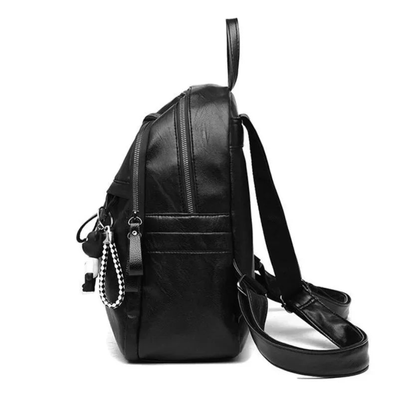 Women Black Simple Casual Backpack Non Violent Bear Print Single Shoulder Crossbody Bag Ladies Fashion