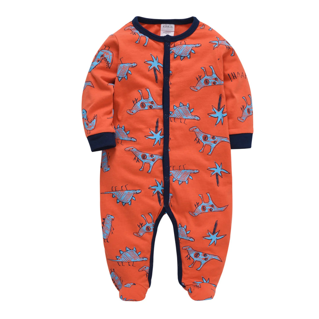 KAVKAS Baby Clothing Girls Pink Romper Cartoon Kids Pajamas Long Sleeve Jumpsuit Bebe Playsuit Girls Clothes  0`12 Monthes
