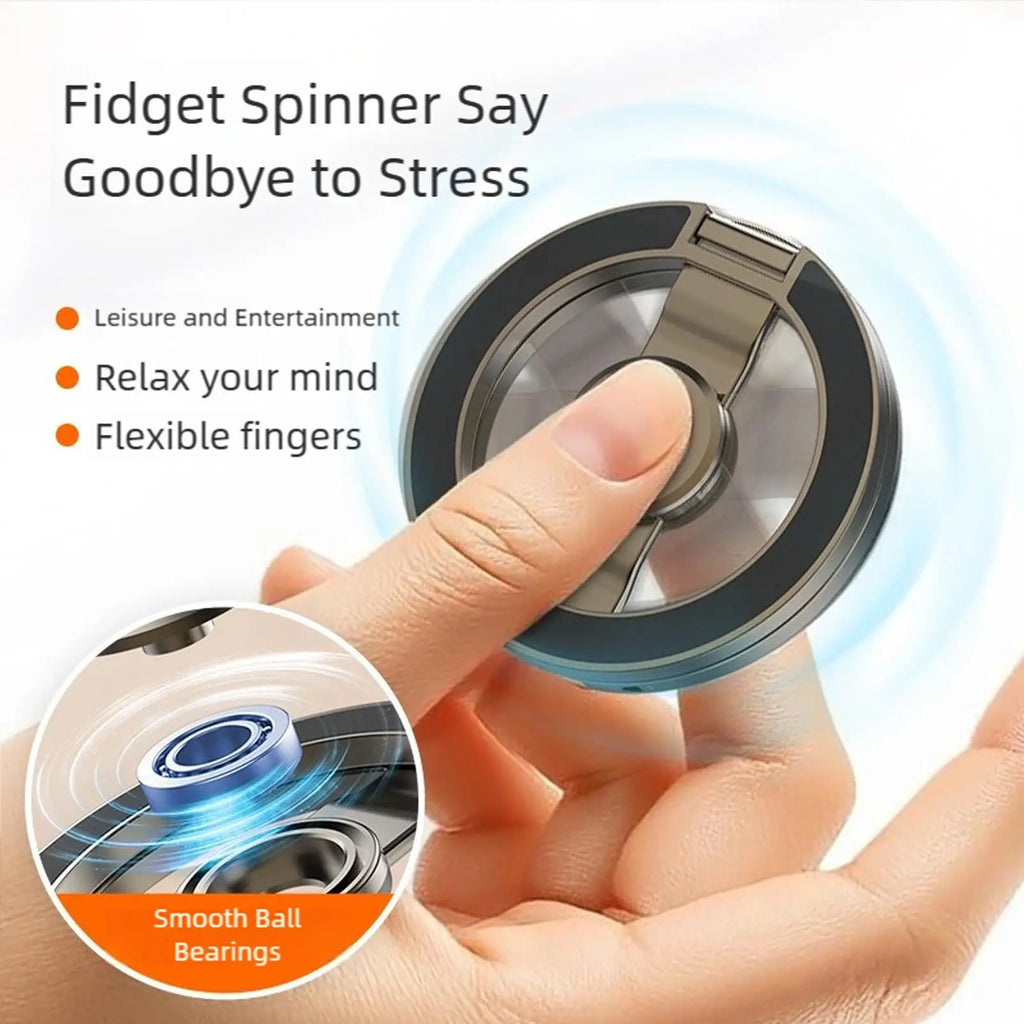 Phone Stand & Fidget Spinner Combo, Dual Magnetic Ring Stand, Fidget Toys Adults, Foldable, 360° Rotation, Desk Phone Stand, MagSafe Compatible, Stress Relief Accessory for Home/Office/Travel/Gym