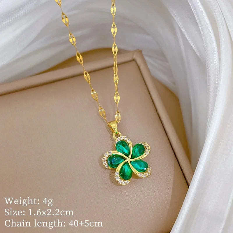 Fashionable Luxury Micro-Set Zircon Copper Pendant Necklace for Women Stylish Personality Versatile Stainless Steel Choker Jewel