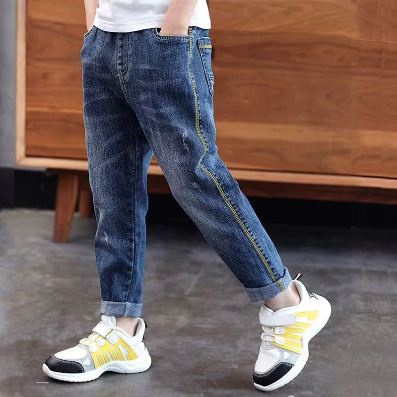 IENENS Kids Boys Jeans Baby Clothes Classic Pants Children Denim Clothing Infant Boy Casual Bowboy Bottoms Trousers  4-11 Years