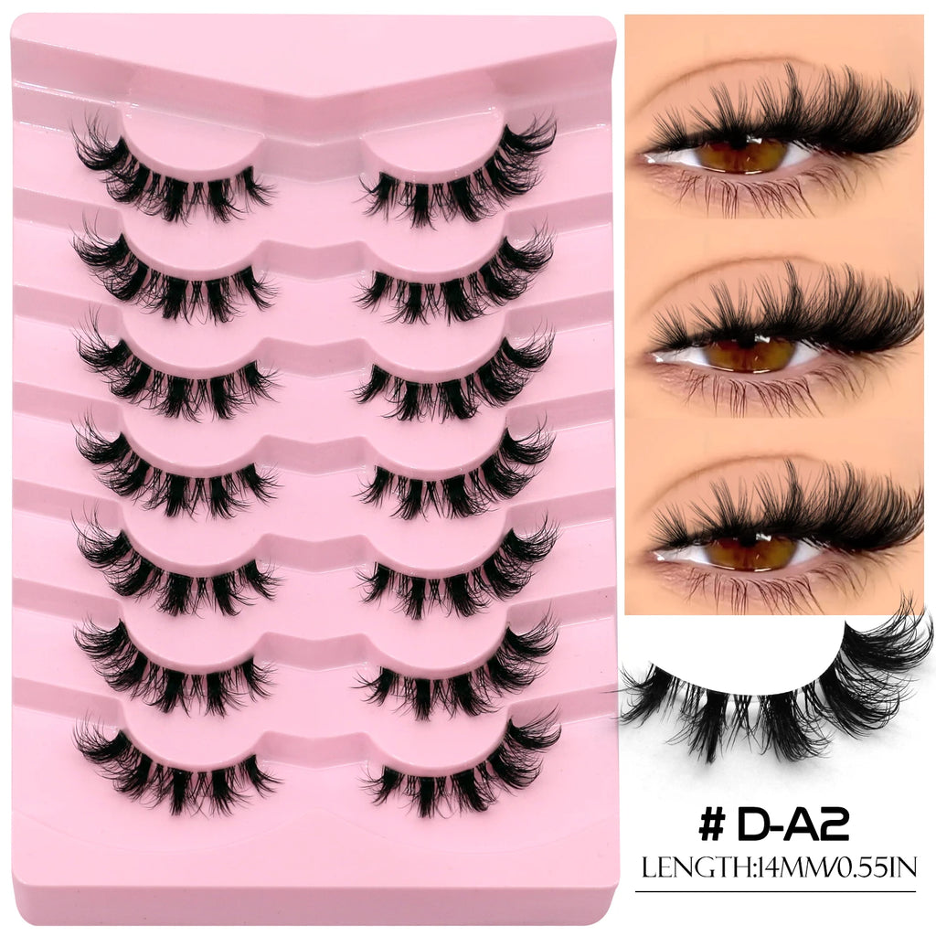 VELTRINAY Fake Lashes Mink Lashes Plush 3D False Eyelashes Clear Band Accent Cat Eye Lashes False Lashes Makeup