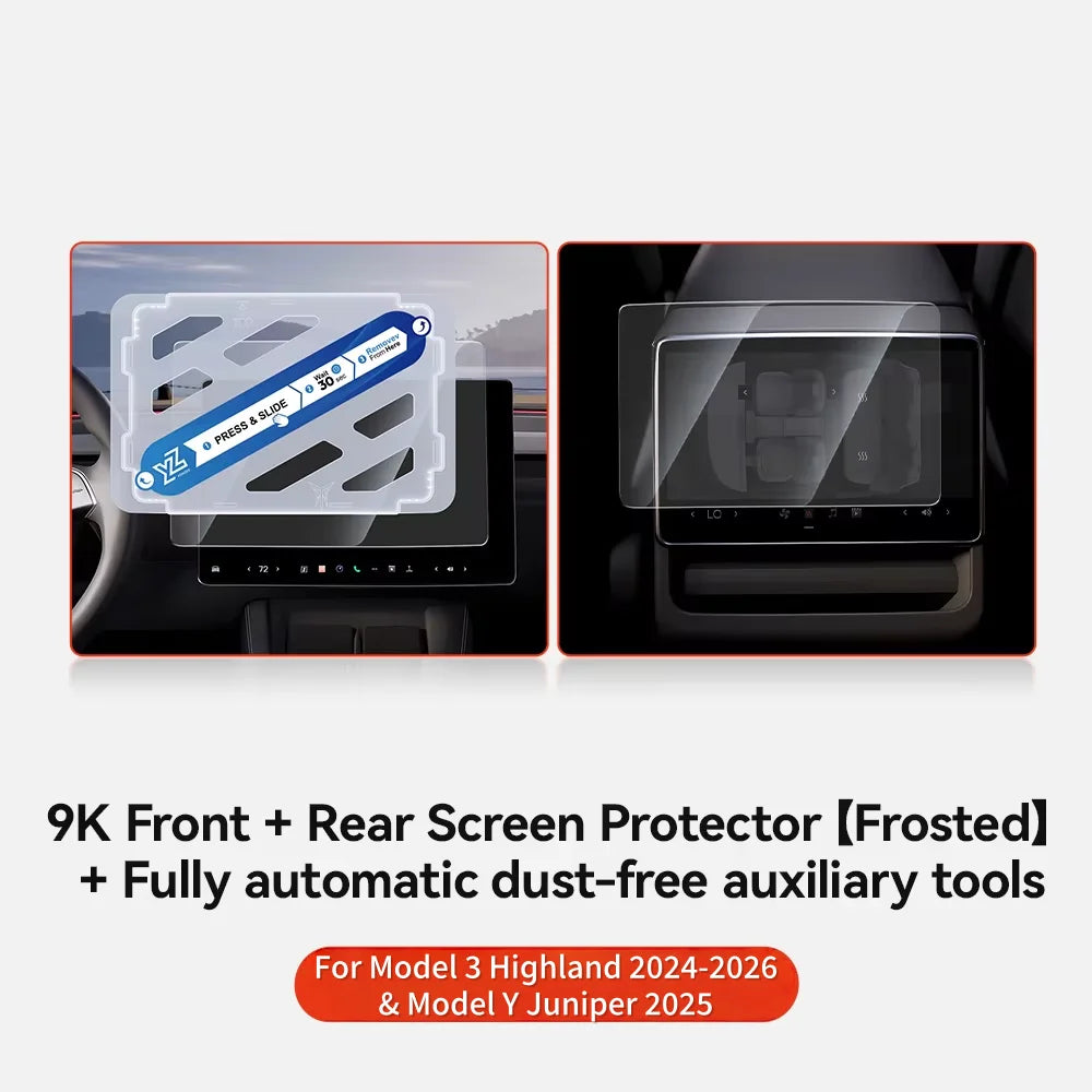 YZ Tempered Glass Screen Protector For Tesla Model 3 Y 2021-2025 Center Control Accessorie Matte Anti Glare HD Film Protection