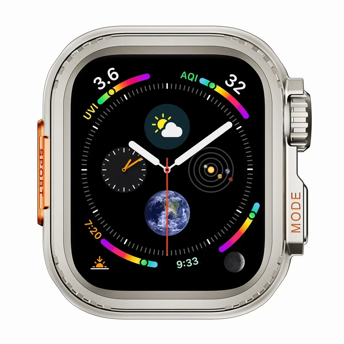 45MM 44MM Metal Watch Case For Apple Watch Series 9 8 7 5 6 4 SE 45mm Sport Change To Ultra Protection Bumper Cover