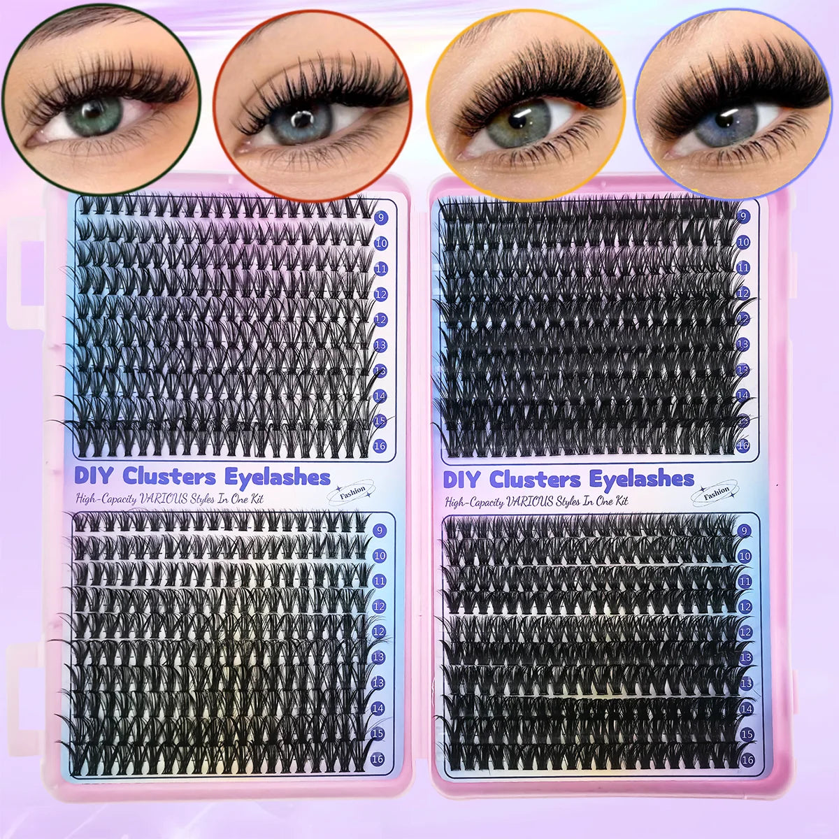 MJ 640pcs 30D/40D/50D/60D Individual Lashes Book Clusters Extensions False Eyelash DIY at Home Cluster Eyelash Extensions Makeup