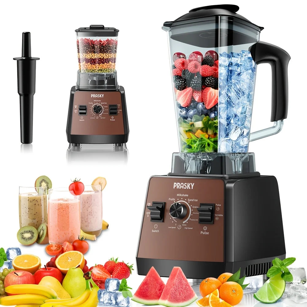 PRASKY 2400W Blender and Grinder Combo 25000RPM Powerful Kitchen 68oz BPA Free 2 Containers Professional  Blenders Ice Crushing
