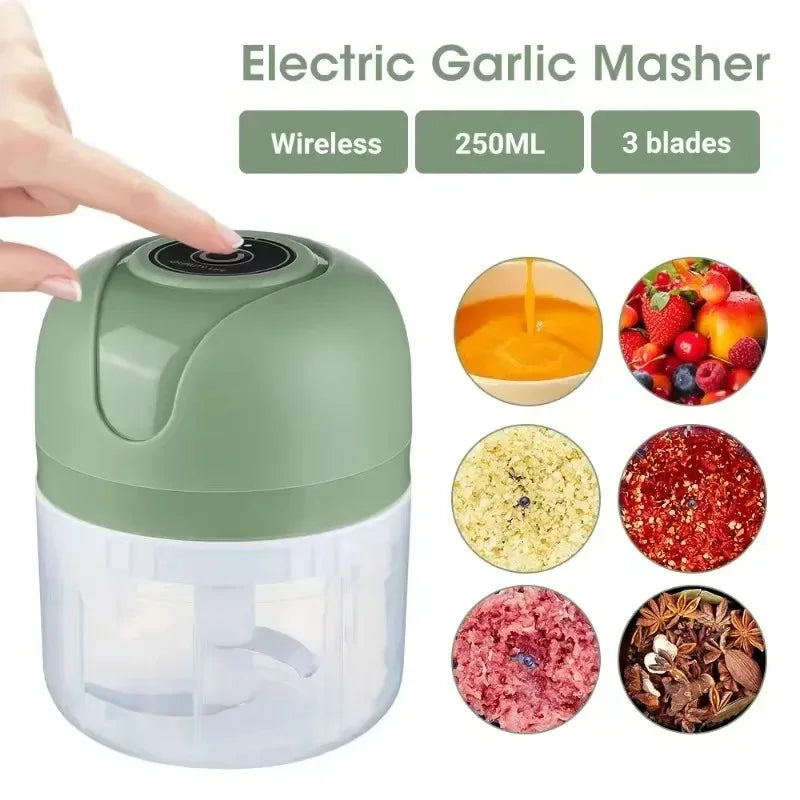 Electric Garlic Grinder USB Rechargeable 250ml Portable Multifunctional Meat Grinder Chopper