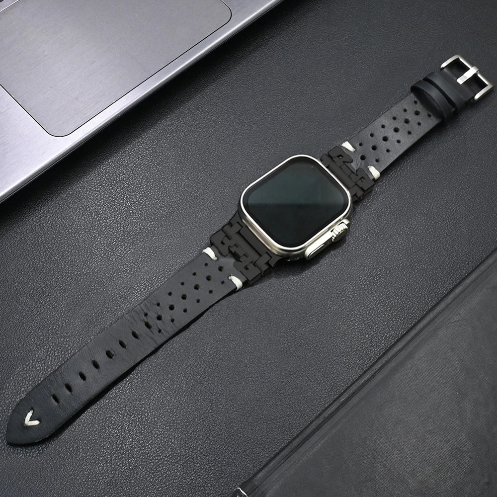Luxury Leather Band for Apple Watch Ultra 3 2 49mm Series 11 10 46mm 9 8 7 45mm Correa Strap for iWatch 6 5 4 Se 3 44mm Bracelet