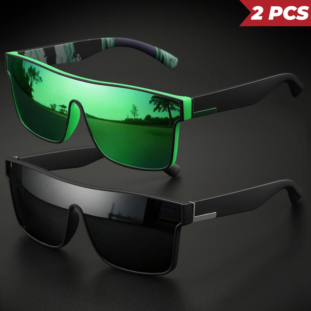 2PCS Classic Colorful Sports Sunglasses - One-Piece Lens, UV400 Unisex for Outdoor, Travel & Daily