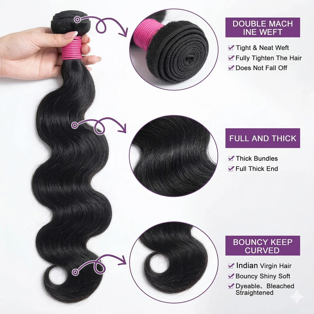 16A Body Wave Bundles Human Hair Brazilian Real Remy Weave Hair 3 4 5 Pcs Unprocessed Raw Hair Bundles Extensions Natural Black
