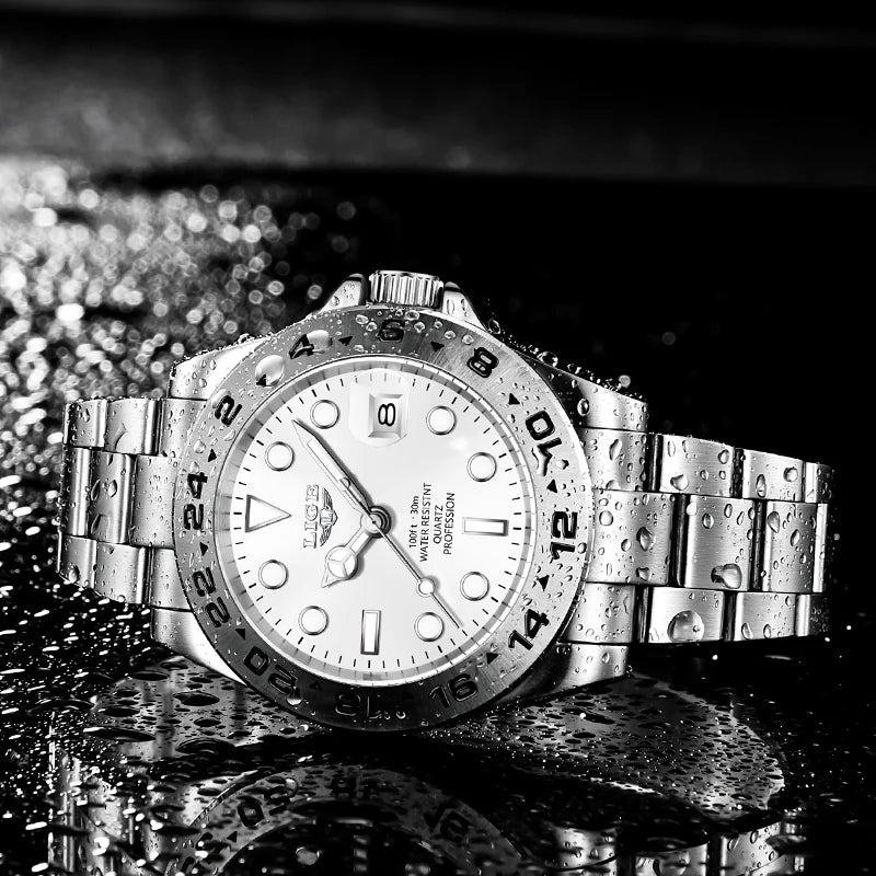LIGE Hot Sell Men Watch Sport Mens Watches Top Brand Luxury  Military Waterproof Full Steel Quartz Clock Men Relogio Masculino