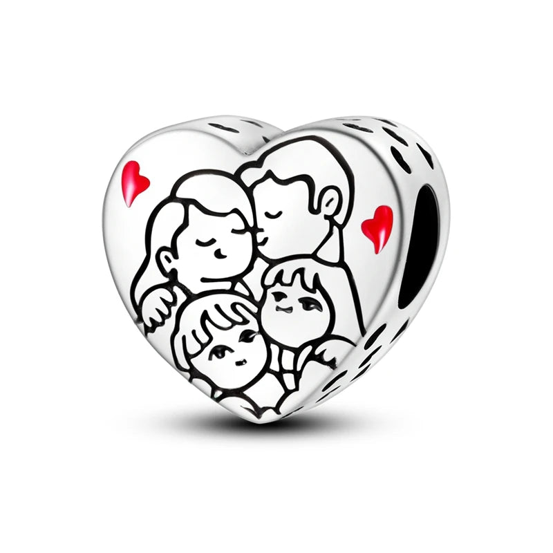 Charms Beads 925 Sterling Silver Tree of Life Peach Heart Sweet Love Charms Fit Pendants Bracelets Necklaces Women Jewelry Gift