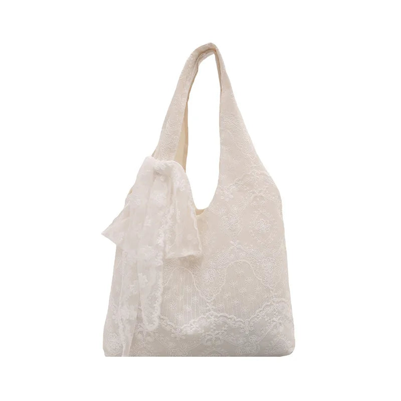 Casual Lace Embroidery Shoulder Bags for Women Simple Versatile Ladies Handbags Large Tote Lightweight Commuter Female Vest Bag