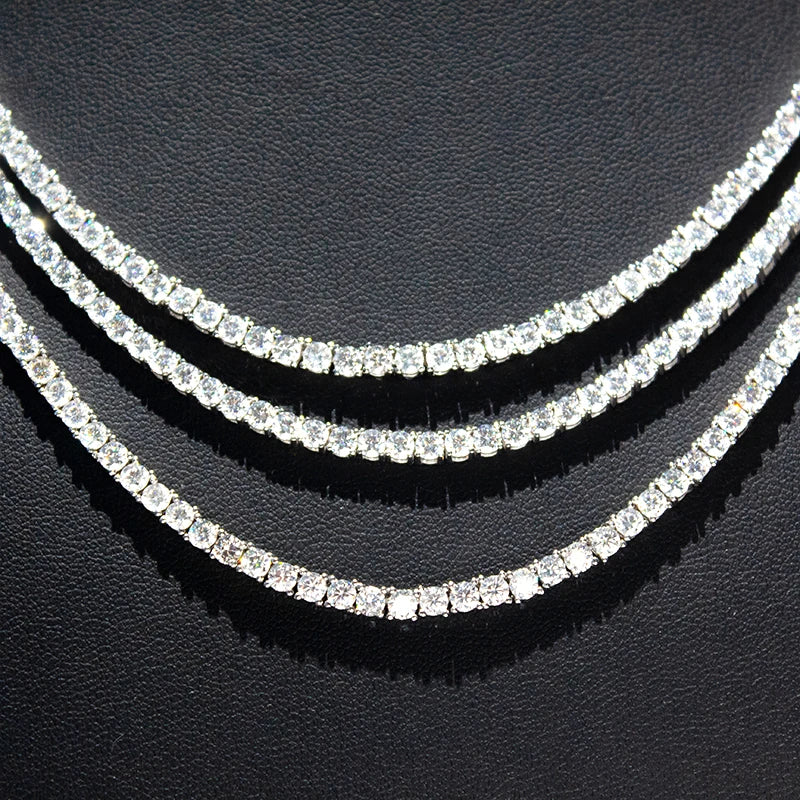 2-5mm Men Women Moissanite Tennis Chain Rose Yellow Moissanite Tennis Bracelet s925 Silver Tennis Chain For Women Men