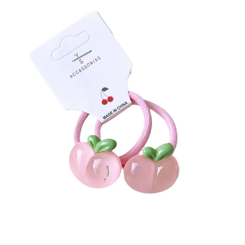 Cute Cartoon Translucent Strawberry Banana Hair Ties Baby High Elastic Soft Ponytail Hair Ropes Kids Hair Accessories