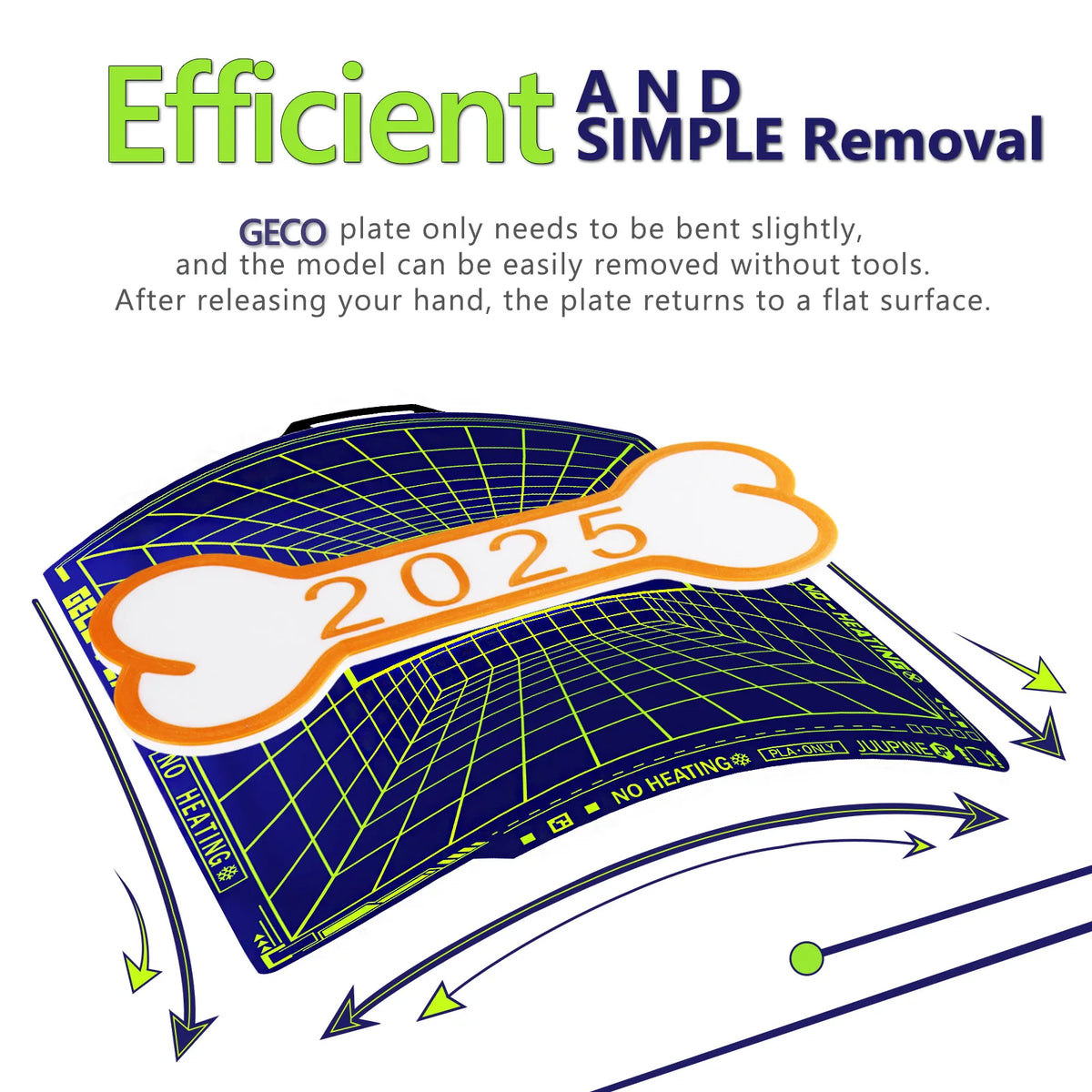 JUUPINE GECO PLA Plate For Bambu Lab Build Plate H2D/H2S/P2S/X1/P1/A1/K2 PLUS/Centauri Carbon Upgrades Cold Plate Super Adhesion