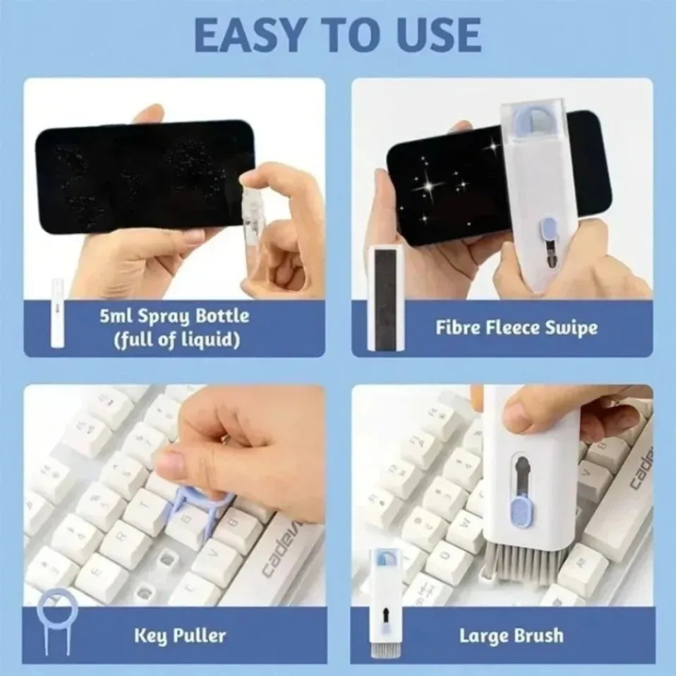 7 In 1 Multifunctional Cleaning Tool Mobile Phone Screen Cleaning Laptop Keyboard Cleaning Brush Bluetooth Headset Cleaning Pen