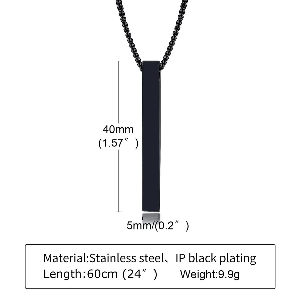 Waterproof Pillar Necklaces for Men Women,Stainless Steel Rectangle Vertical Bar Pendant Necklace,Simple Casual Collar Gifts