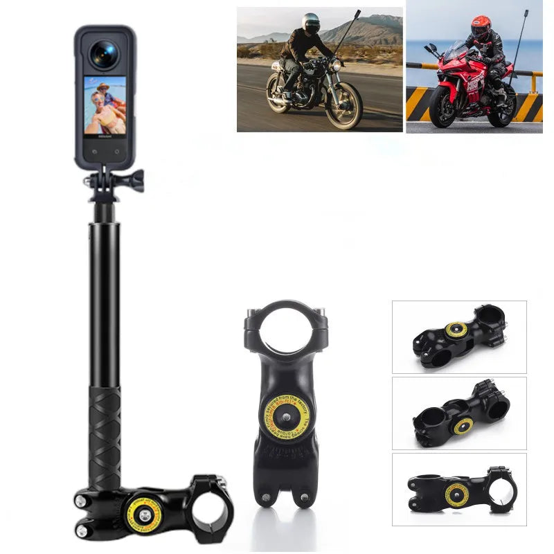 Motorcycle Bicycle Selfie Stick Monopod Mount Handlebar Bracket for Insta360 X5 X3 X4 GoPro 13 12 11 10 9 DJI Action 6 Accessory