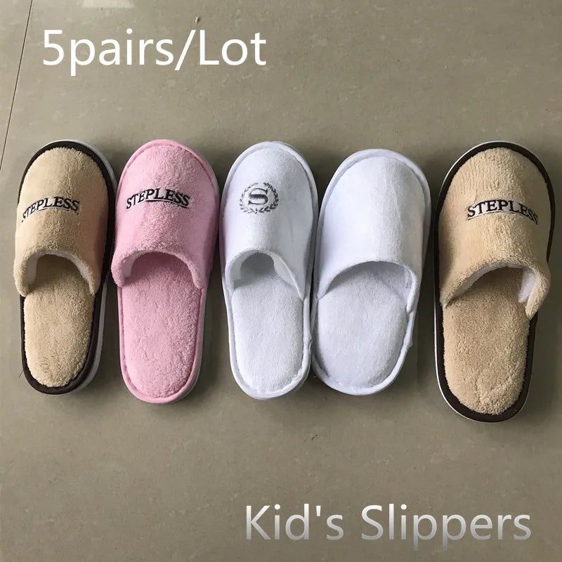5 Pairs/Lot Winter Slippers Men Women Kids Disposable Hotel Slippers Home Slides Travel Sandals Hospitality Guest Footwear Shoes