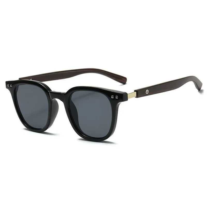 Classic Brown Sunglasses Vintage Aesthetic Square Frame Gradient Lens Wood Texture Eyewear Unisex Sun Glasses Outdoor
