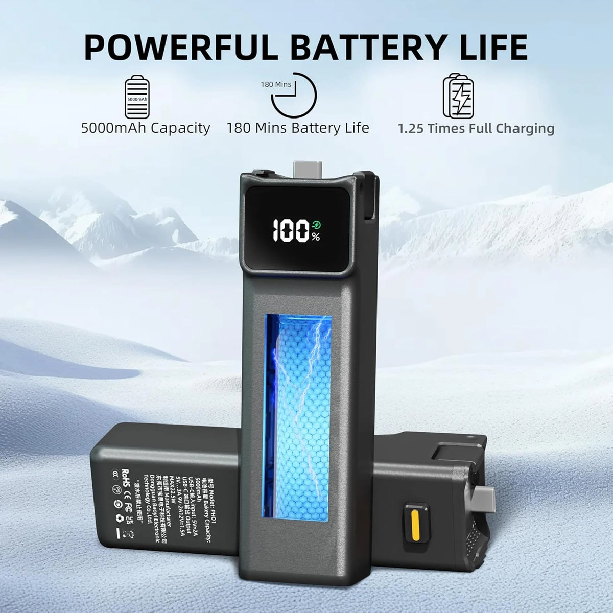 Pocket 3/4 Fast Charging Battery Controller and DJI Osmo Pocket3/4, Por Extra and Reserved 1/4" Threaded Hole with Type-C Cable