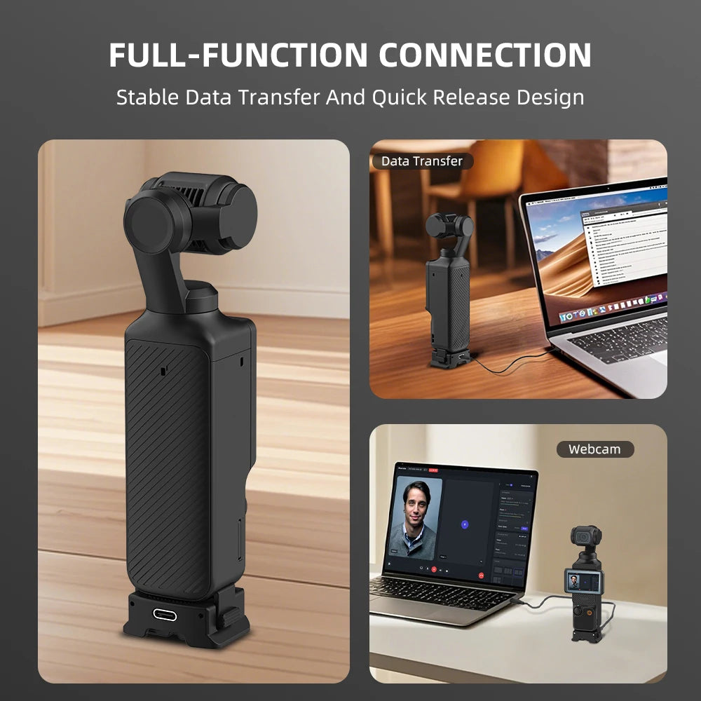 Flymile Charging Multi-function Quick-Release Mount, for DJI Osmo Pocket 3/4 Accessories,Portable Black Stand,Charging Base