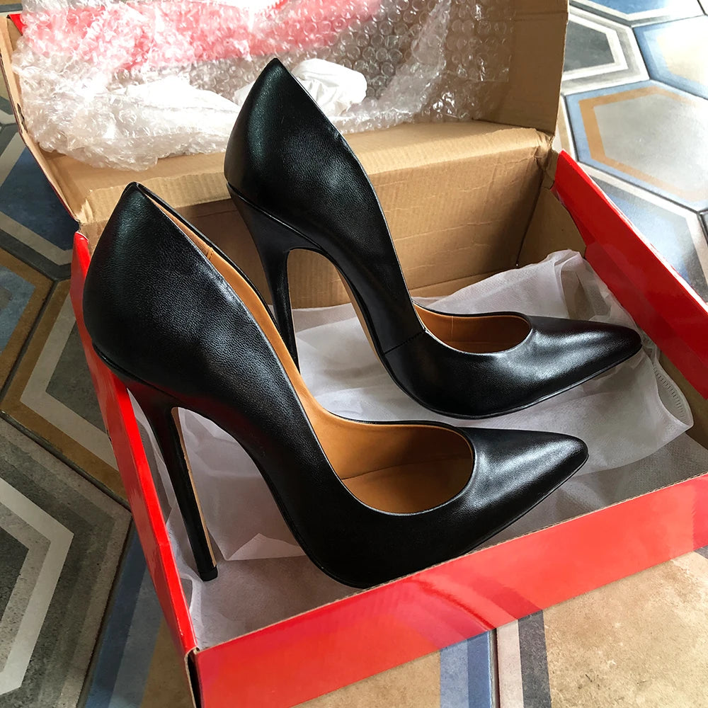 Tikicup Plus Size 47 48 Solid Matte Black 15cm Extreme Pointed Toe Stiletto High Heels Slip On Dress Pumps Fetish Unisex Shoes