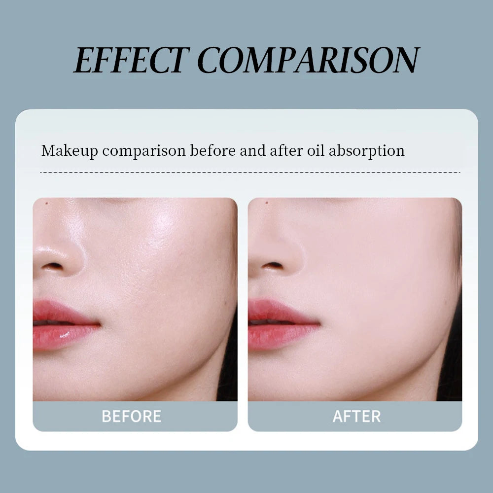 100 Sheets Oil-absorbing Paper With Case &Puff Portable Oil-holding Bamboo charcoal Paper for Makeup